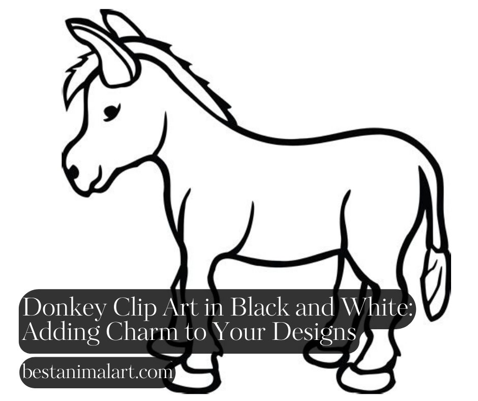Donkey Clip Art in Black and White